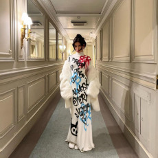 Long Sleeve Graffiti Letter Print Long Dress GAXB-W064DS