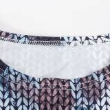 Long Sleeve Print O Neck Pants Two Piece Set GAXB-A412ST