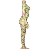 Long Sleeve Stripe Print 2 Piece Set GAXB-A325ST