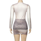 Print Long Sleeve Slim Mini Dress GAXB-A290DS