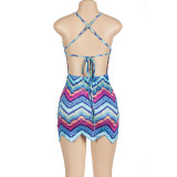 Sexy Print Sling Mini Dress GAXB-A186DS