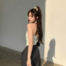 Solid Color Halter Irregular Tops GAXB-W047TP
