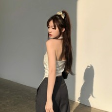Solid Color Halter Irregular Tops GAXB-W047TP