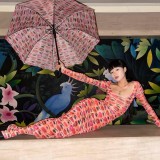 See Through Mesh Print Long Dress GAXB-A199DS