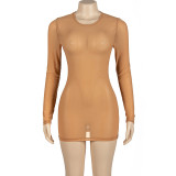 Mesh Long Sleeve Mini Dress GAXB-A245DS
