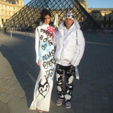 Long Sleeve Graffiti Letter Print Long Dress GAXB-W064DS