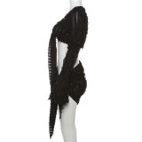 Long Sleeve Tie Up Tops And Split Skirt Suit GAXB-T002ST