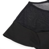 Mesh Patchwork Short Sleeve Jumpsuit GAXB-A028JP