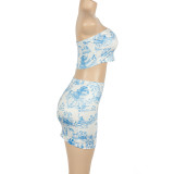 Print Wrap Chest Tops And Skirt 2 Piece Set GAXB-A108ST