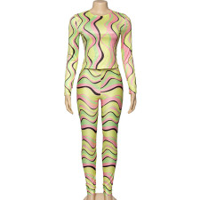 Long Sleeve Stripe Print 2 Piece Set GAXB-A325ST