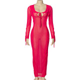 Tie Up Flare Sleeve V Neck Maxi Dress GAXB-A295DS