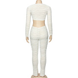 Lace-Up Water Wave Striped Pants Set GAXB-A323ST