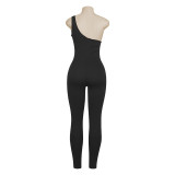 Single Shoulder Solid Casual Jumpsuit GAXB-A011JP