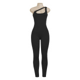 Single Shoulder Solid Casual Jumpsuit GAXB-A011JP