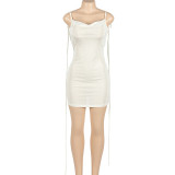 Solid Tie Up Backless Mini Dress GAXB-A105DS