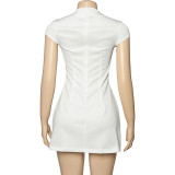 Solid Color Patchwork Sleeveless Mini Dress GAXB-A254DS
