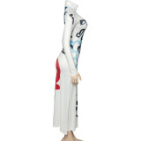 Long Sleeve Graffiti Letter Print Long Dress GAXB-W064DS