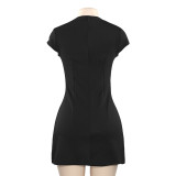Solid Color Patchwork Sleeveless Mini Dress GAXB-A254DS