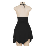 Solid Halter Slim Irregular Mini Dress GAXB-A152DS