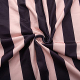Stripe Print Long Sleeve Backless Maxi Dress GAXB-A253DS