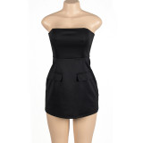 Sleeveless Tube Tops Solid Mini Dress GAXB-A176DS