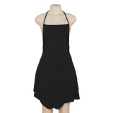 Solid Halter Slim Irregular Mini Dress GAXB-A152DS