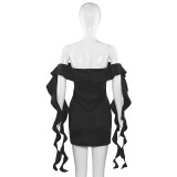 Sleeveless One Shoulder Wooden Ear Split Dress GAXB-A230DS