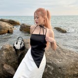 Solid Color Halter Irregular Tops GAXB-W047TP