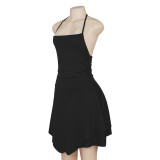 Solid Halter Slim Irregular Mini Dress GAXB-A152DS