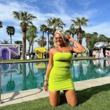 Solid Hollow Out Tube Tops Mini Dress GAXB-A080DS