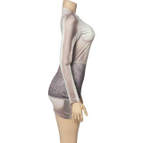 Print Long Sleeve Slim Mini Dress GAXB-A290DS