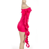 Sleeveless One Shoulder Wooden Ear Split Dress GAXB-A230DS