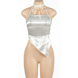 Solid Color Halter Irregular Tops GAXB-W047TP