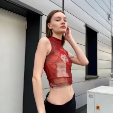 Sleeveless Print Slim Crop Top GAXB-W050TP