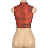 Sleeveless Print Slim Crop Top GAXB-W050TP