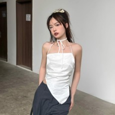 Solid Color Halter Irregular Tops GAXB-W047TP