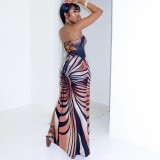 Print Sleeveless High Split Maxi Dress GAXB-A420DS