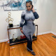 Printed Round Neck Long Sleeve Maxi Dress GAXB-A210DS