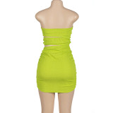 Solid Hollow Out Tube Tops Mini Dress GAXB-A080DS