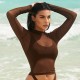 Round Neck See-through Long Sleeve T-shirt GAXB-A135TP