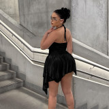Solid Halter Slim Irregular Mini Dress GAXB-A152DS