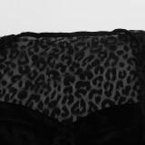 Leopard Print Flocked Mesh Mini Dress GAXB-A342DS