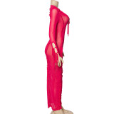 Tie Up Flare Sleeve V Neck Maxi Dress GAXB-A295DS