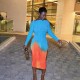Tie Up Long Sleeve Print Maxi Dress GAXB-A200DS
