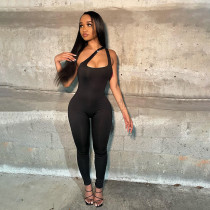 Single Shoulder Solid Casual Jumpsuit GAXB-A011JP