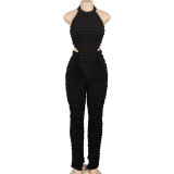 Sleeveless Halter Tops Pants Two Piece Set GAXB-A040ST