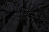 Long Sleeve Tie Up Tops And Split Skirt Suit GAXB-T002ST