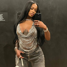Metal Chain Halter Hollow Out Vest GAXB-W080TP