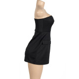 Sleeveless Tube Tops Solid Mini Dress GAXB-A176DS