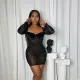 Leopard Print Flocked Mesh Mini Dress GAXB-A342DS